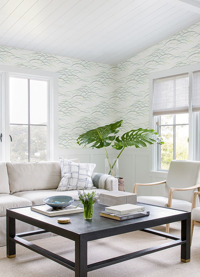 Kasia Sea Green Abstract Wallpaper - Brewster Wallcovering