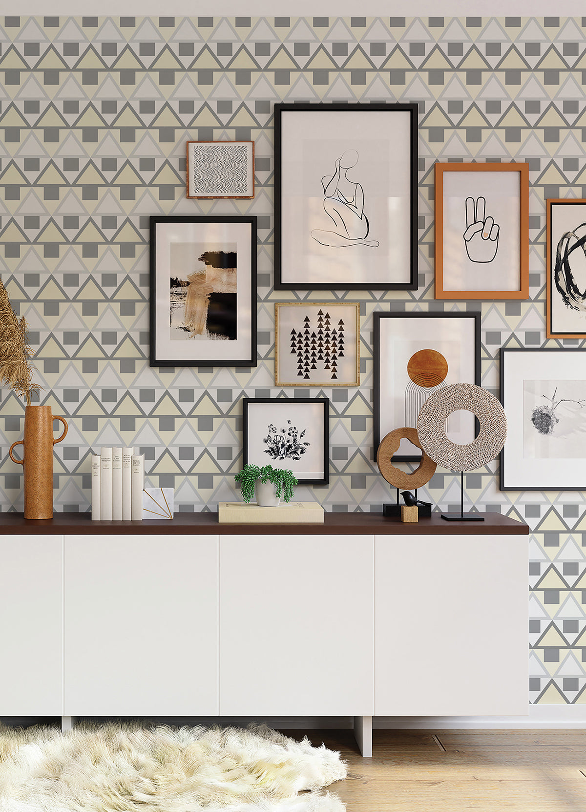 Grey Madaket Geometric Peel and Stick Wallpaper - Brewster Wallcovering