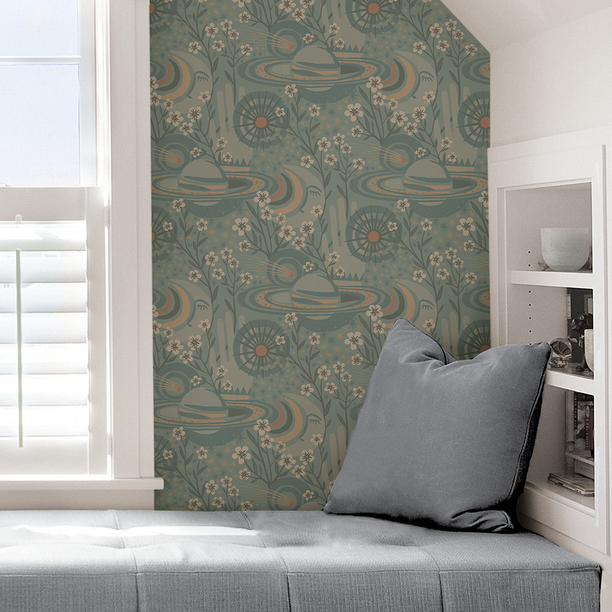 Teal Ethereal Cosmos Peel and Stick Wallpaper - Brewster Wallcovering