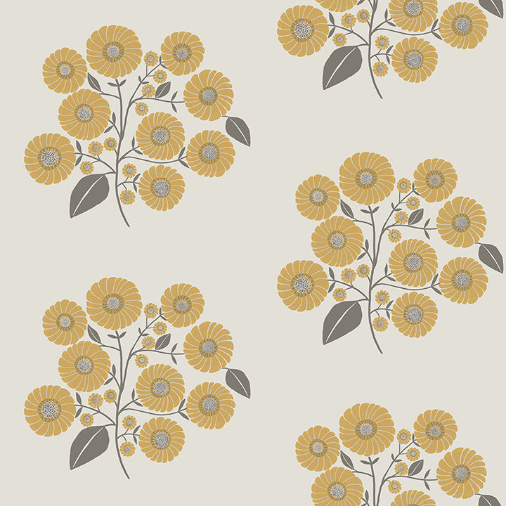 Picture of Mustard Grey StrawFlower Peel and Stick Wallpaper