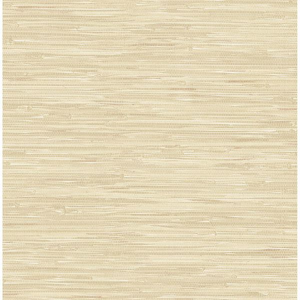 Picture of Maytal Light Yellow Faux Grasscloth Wallpaper