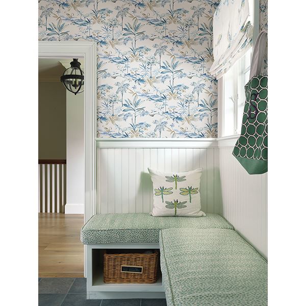 Lagoon Blue Watercolor Wallpaper - Brewster Wallcovering