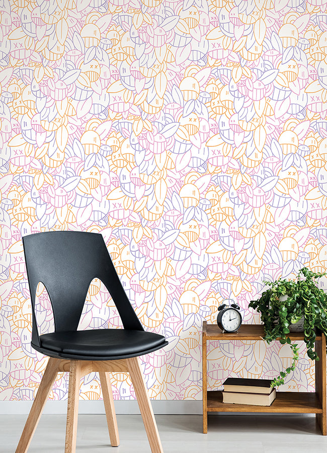 Multi Warm Floral Sequence Peel and Stick Wallpaper - Brewster Wallcovering