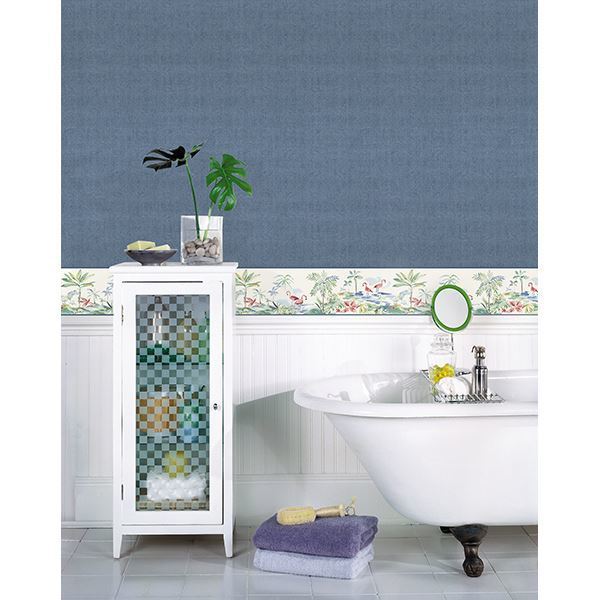 Lagoon Teal Watercolor Border - Brewster Wallcovering