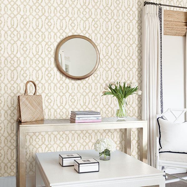 Ethereal Bronze Trellis Wallpaper - Brewster Wallcovering