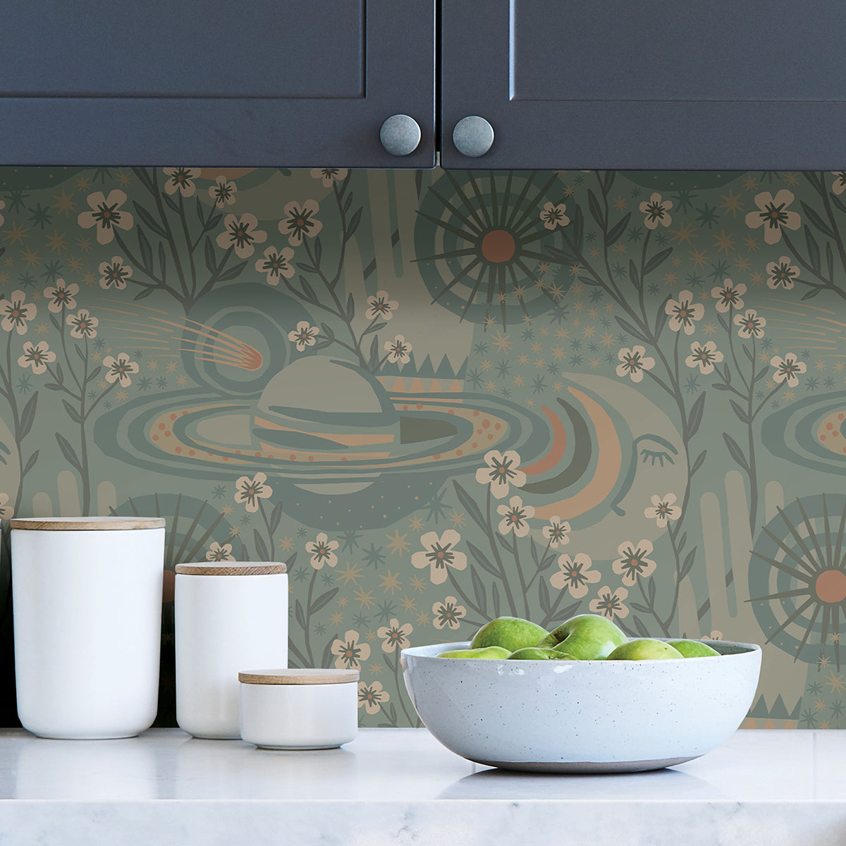 Teal Ethereal Cosmos Peel and Stick Wallpaper - Brewster Wallcovering