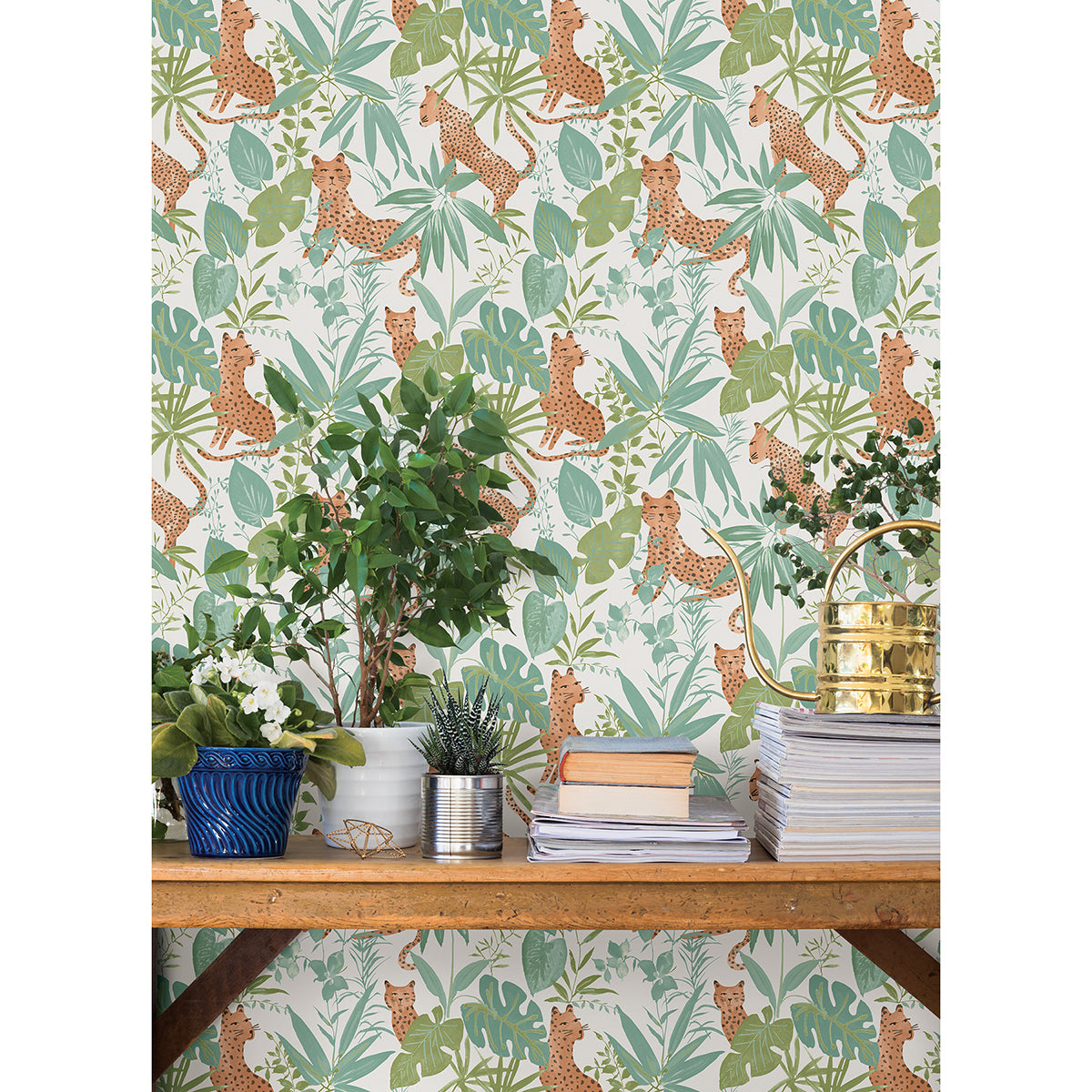 Teal Lime Jhalana Peel and Stick Wallpaper - Brewster Wallcovering