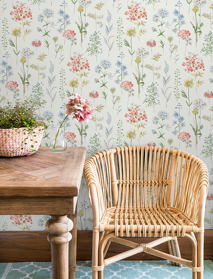 Bergamot Multicolor Wildflower Wallpaper - Brewster Wallcovering