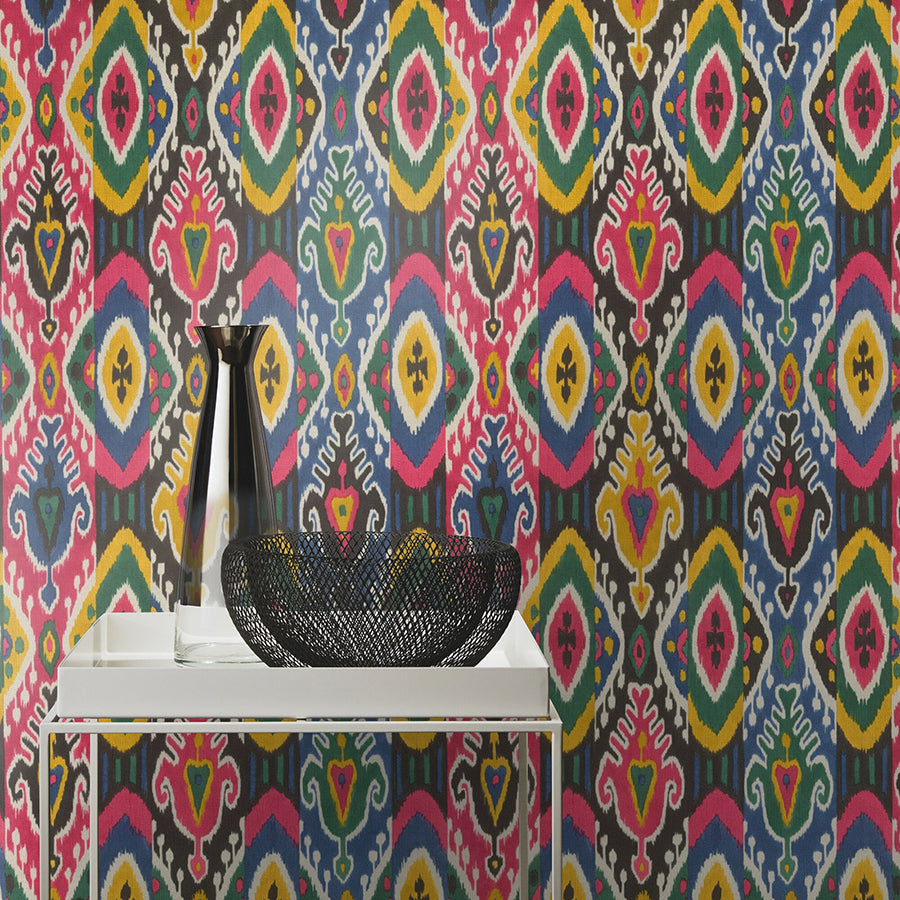 Villon Multicolor Ikat Wallpaper - Brewster Wallcovering