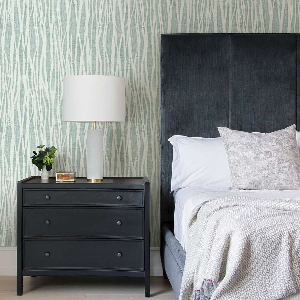 Nazar Green Stripe Wallpaper - Brewster Wallcovering