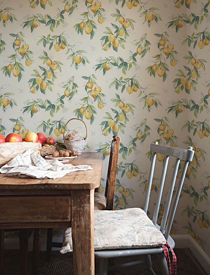 Lemonade Yellow Citrus Wallpaper - Brewster Wallcovering