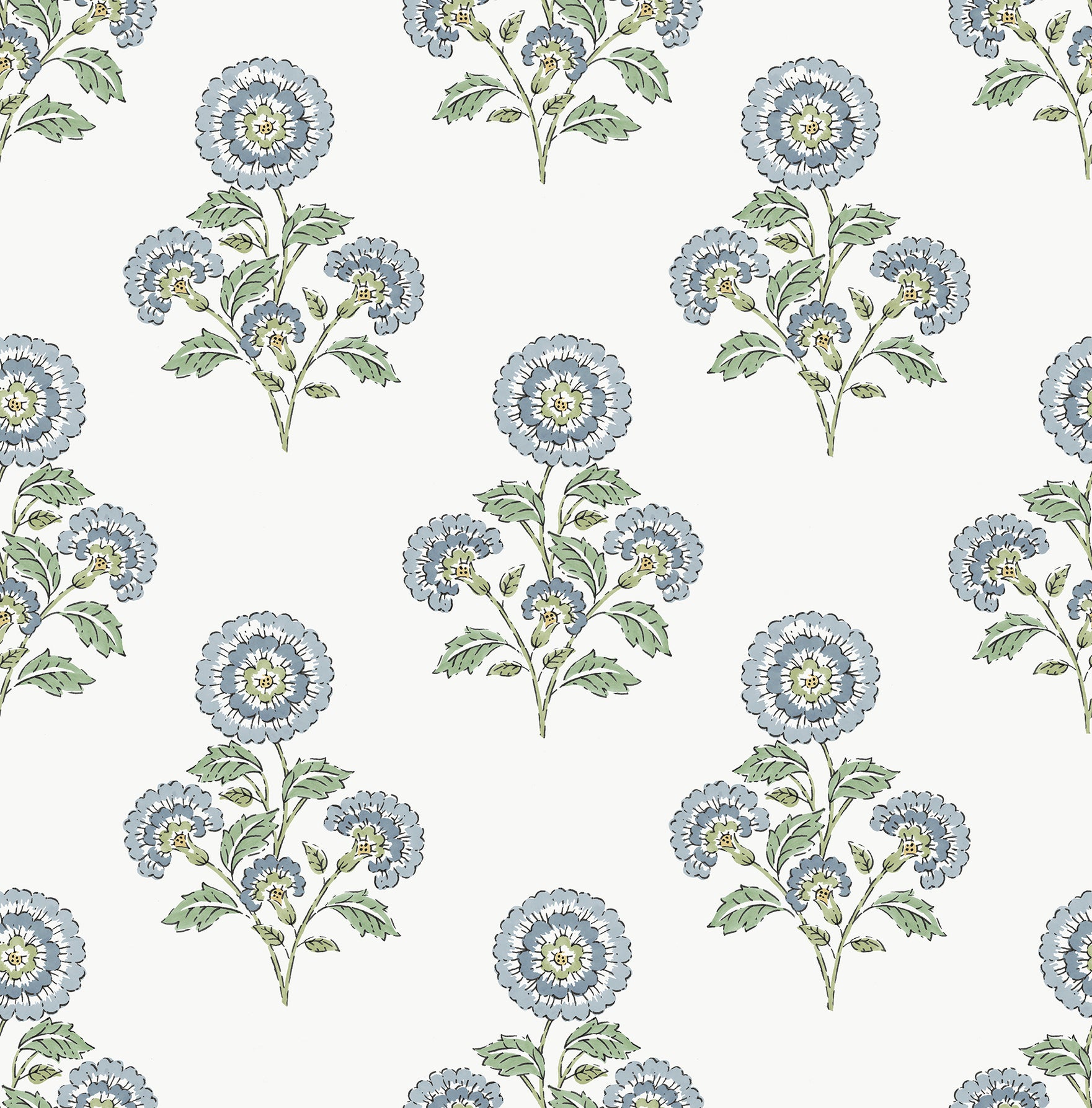 Picture of Flourish Block Print Blue and Green Multi Peel and Stick Wallpaper