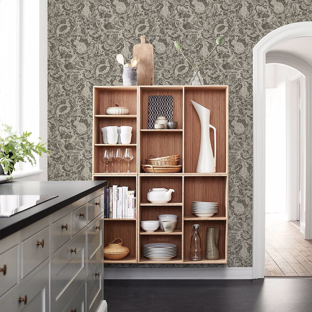 Revival Brown Fauna Wallpaper - Brewster Wallcovering