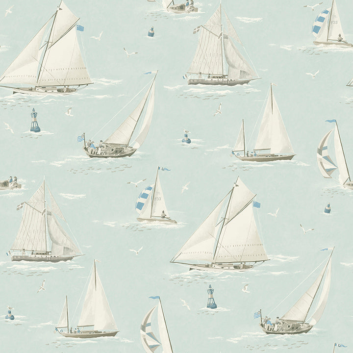 Picture of Leeward Aqua Sailboat Wallpaper