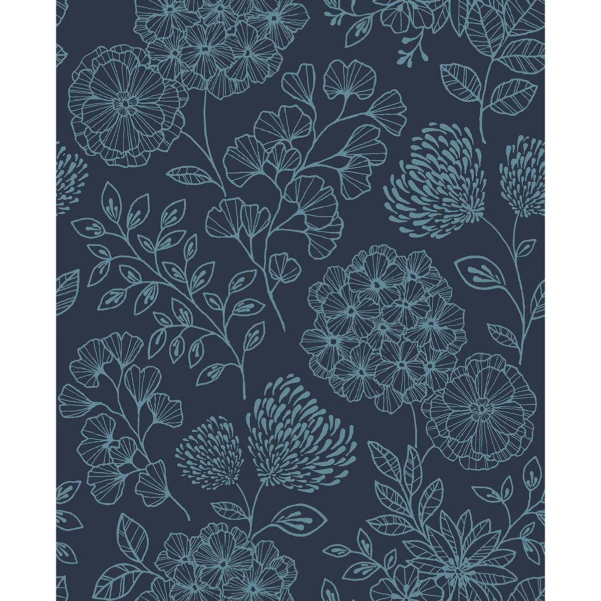 Picture of Ada Indigo Floral Wallpaper