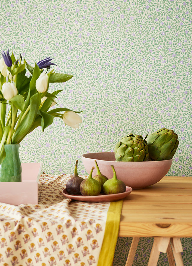 Marguerite Periwinkle Floral Wallpaper - Brewster Wallcovering