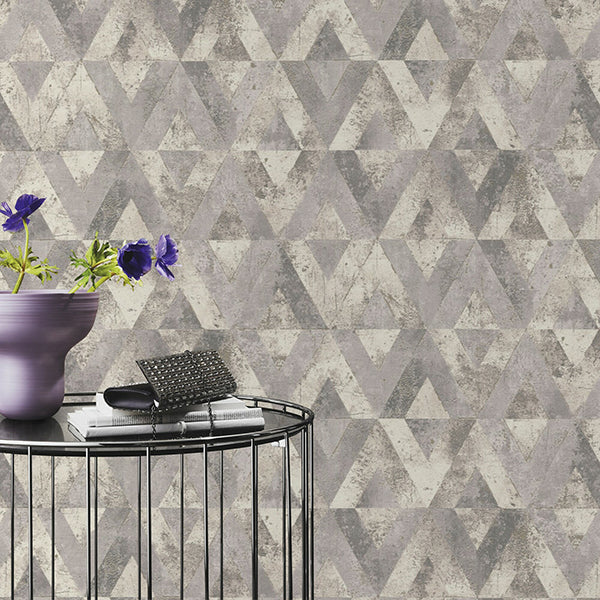 Shikhar Silver Geometric Wallpaper - Brewster Wallcovering