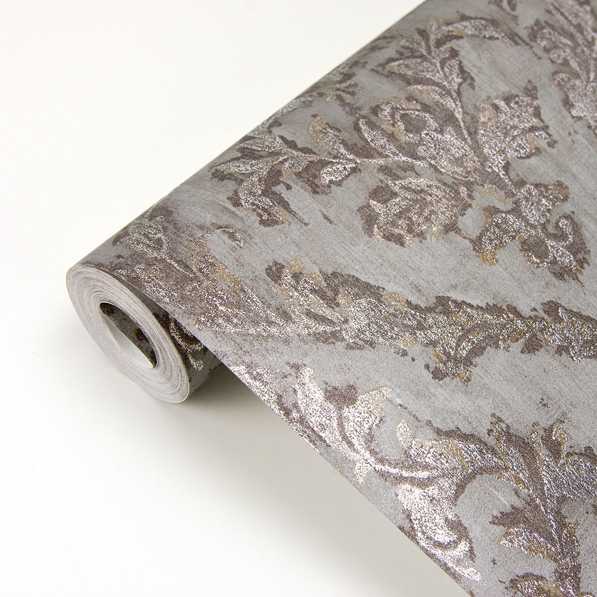 Lyra Bronze Damask Wallpaper - Brewster Wallcovering