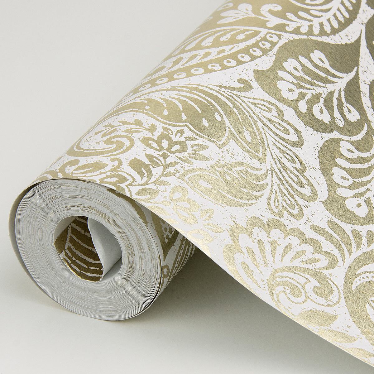 Artemis Gold Floral Damask Wallpaper - Brewster Wallcovering