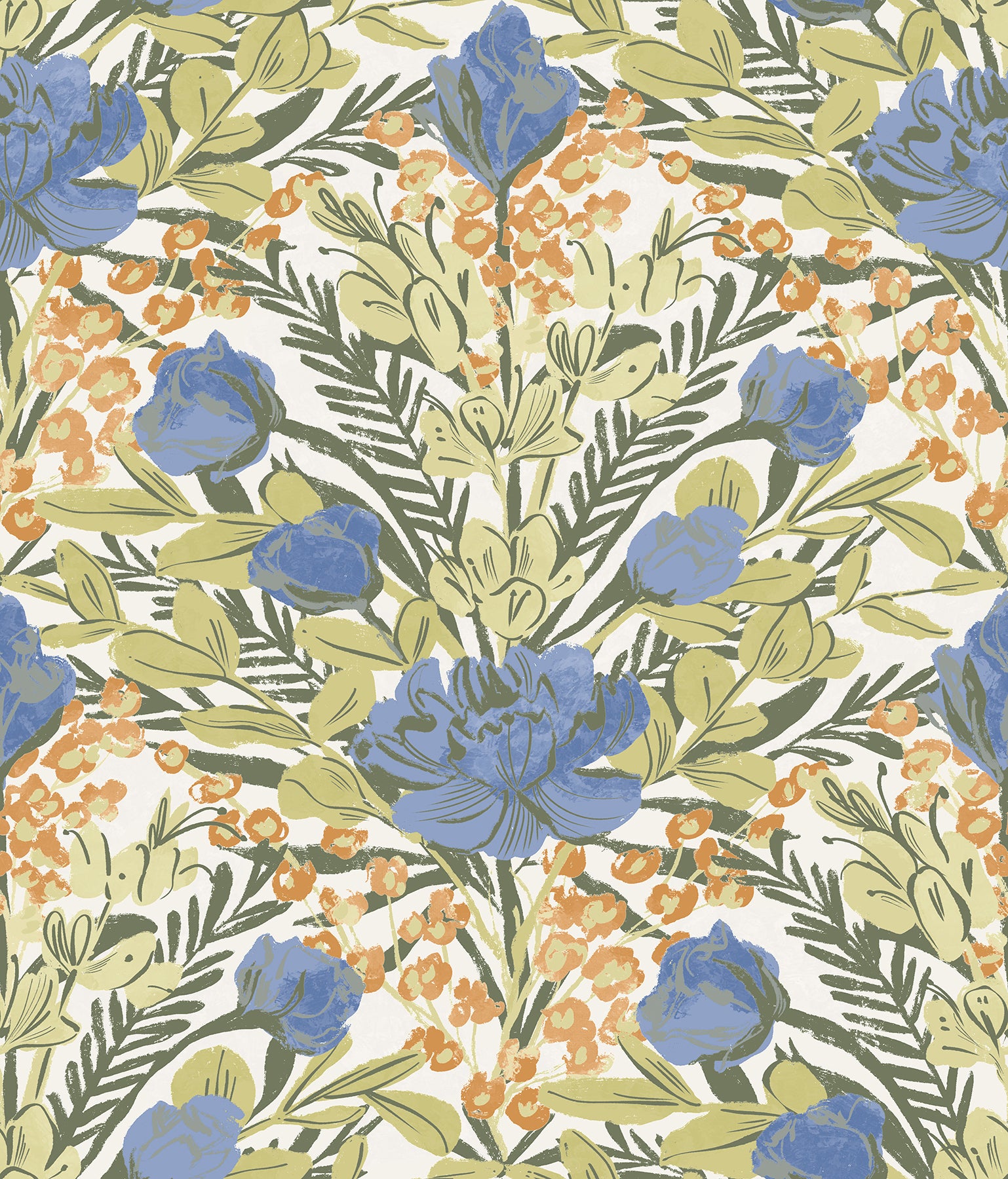 Picture of Bright Multi Moody June Blooms Peel and Stick Wallpaper