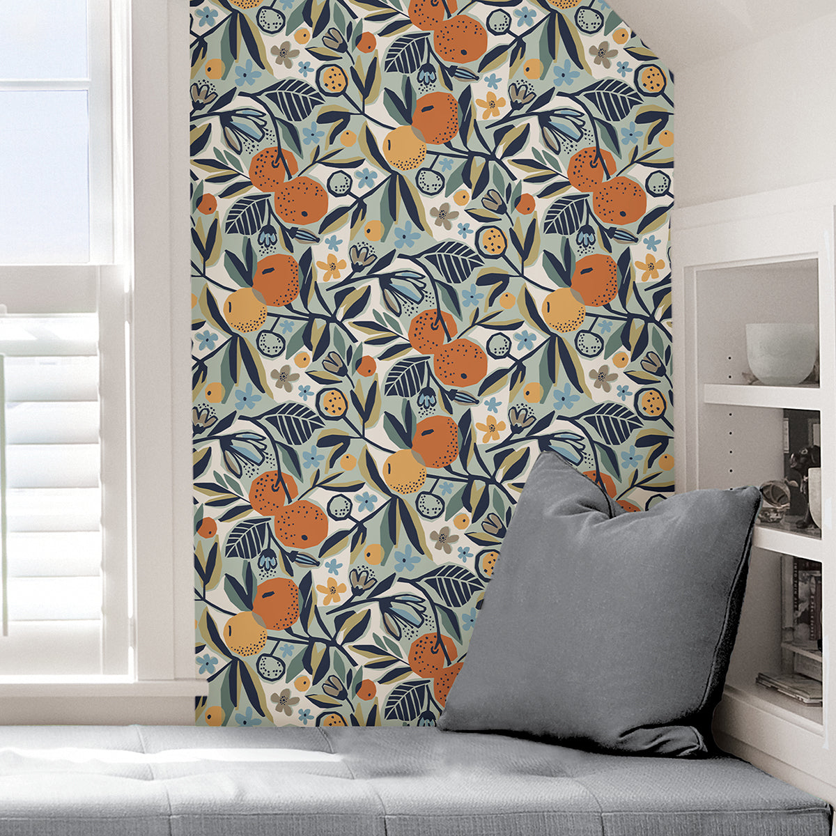 Navy Clementine Garden Peel and Stick Wallpaper - Brewster Wallcovering