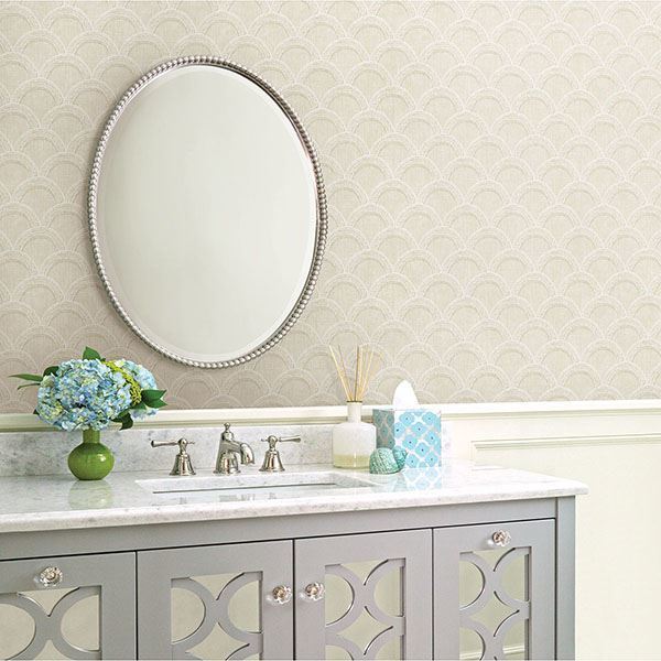 Bixby Beige Geometric Wallpaper - Brewster Wallcovering