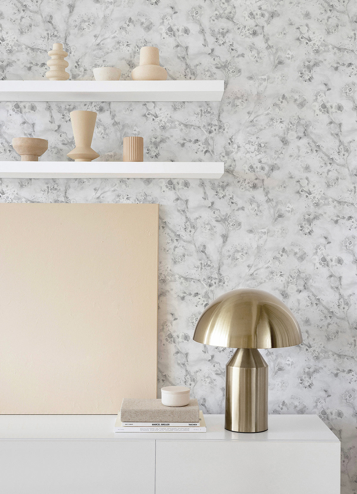 Grey Hana Botanical Peel and Stick Wallpaper - Brewster Wallcovering