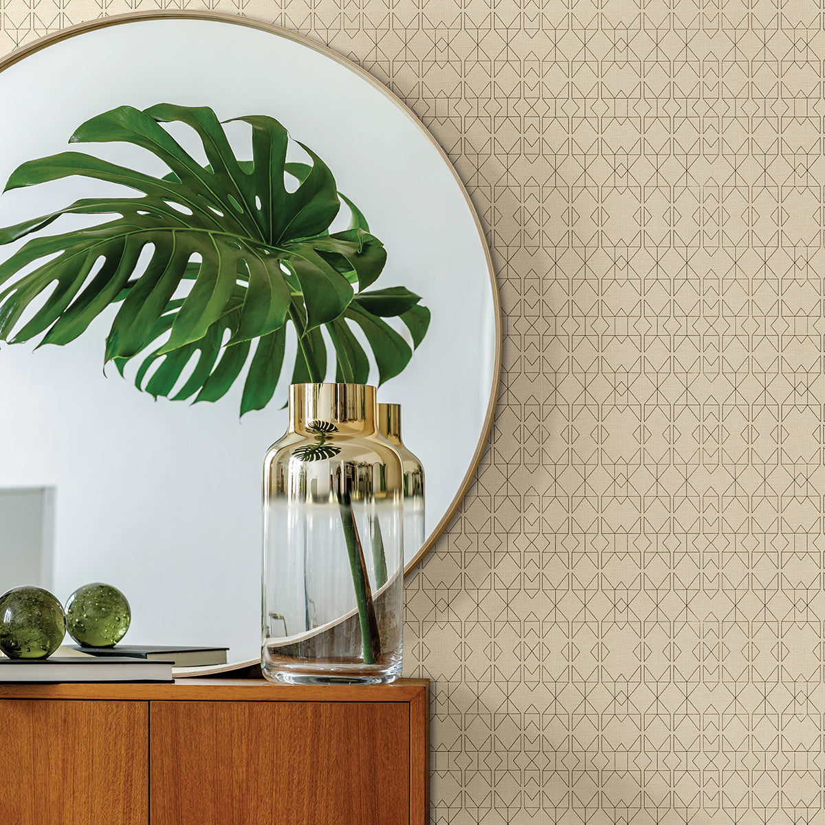 Paititi Gold Diamond Trellis Wallpaper - Brewster Wallcovering