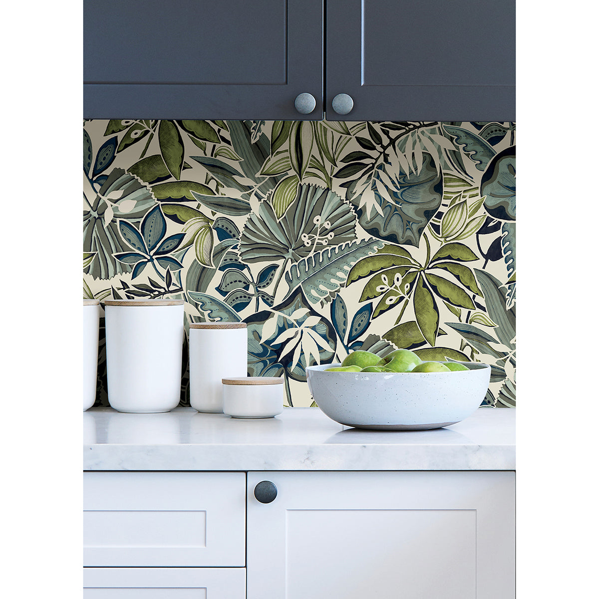 Slate Feuilles Peel and Stick Wallpaper - Brewster Wallcovering