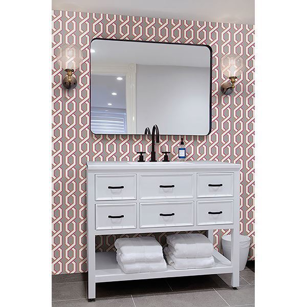 Twist Pink Geometric Wallpaper - Brewster Wallcovering