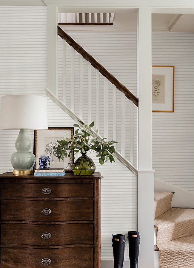 Oliver Taupe Simple Stripe Wallpaper By Erin Gates - Brewster Wallcovering