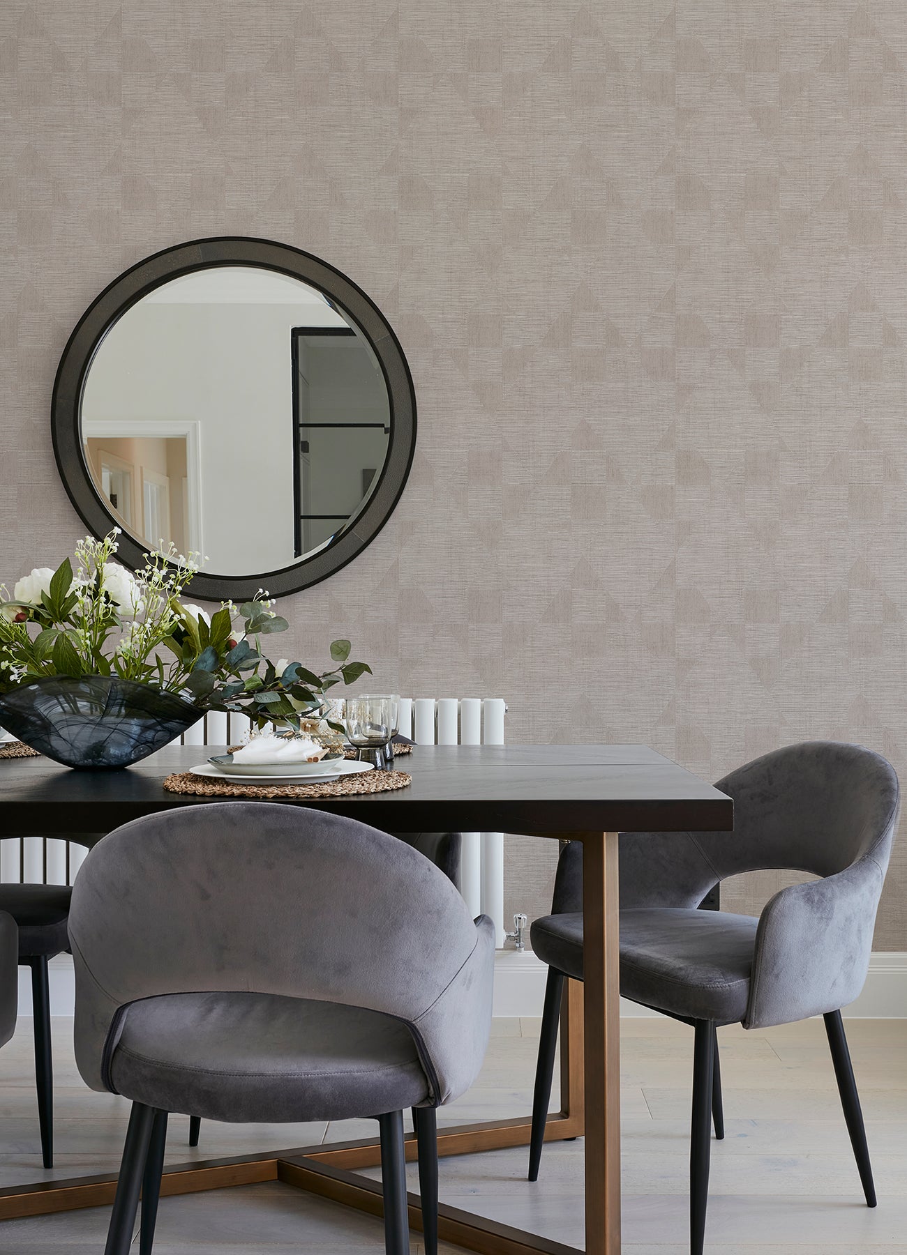 Wegener Blush Geometric Wallpaper - Brewster Wallcovering