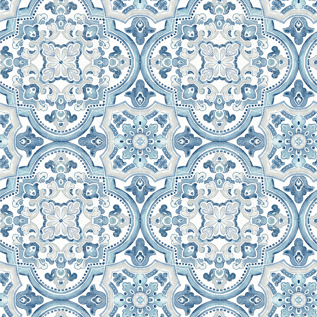 Picture of Concord Blue Medallion Wallpaper