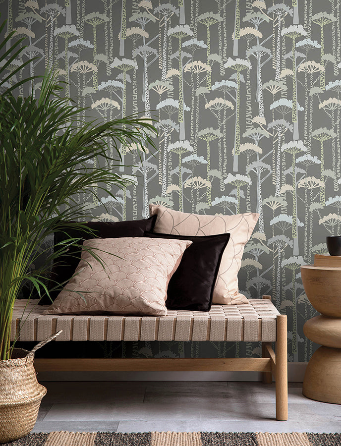 Unify Aqua Forest Wallpaper - Brewster Wallcovering