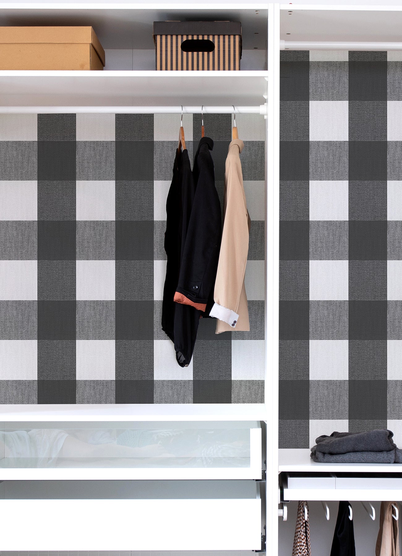 Charcoal Buffalo Plaid Plaid Peel and Stick Wallpaper - Brewster Wallcovering