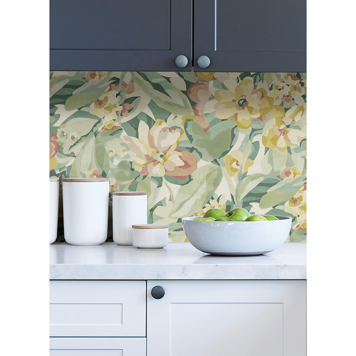 Yellow Belles Fleurs Peel and Stick Wallpaper - Brewster Wallcovering