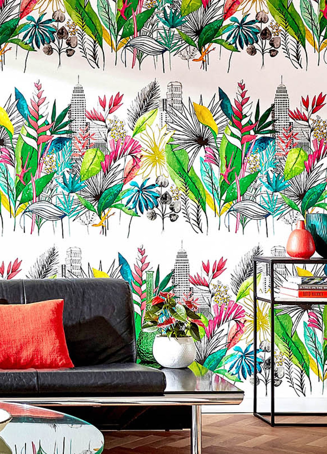 Sierra Multicolor Urban Tropic Wallpaper - Brewster Wallcovering