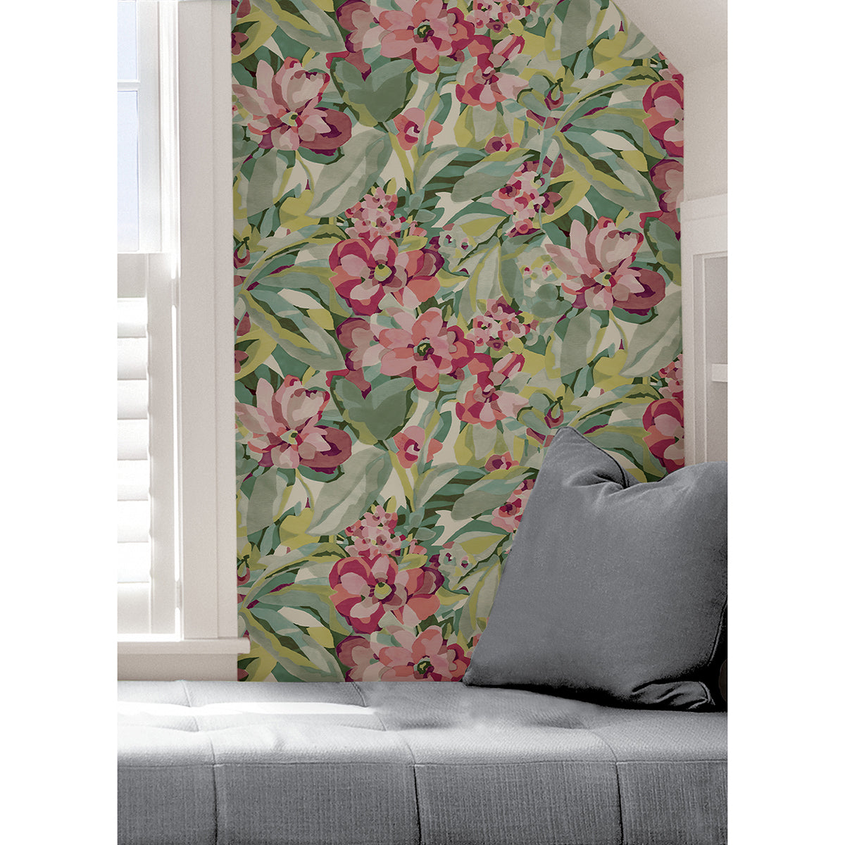 Wine Belles Fleurs Peel and Stick Wallpaper - Brewster Wallcovering