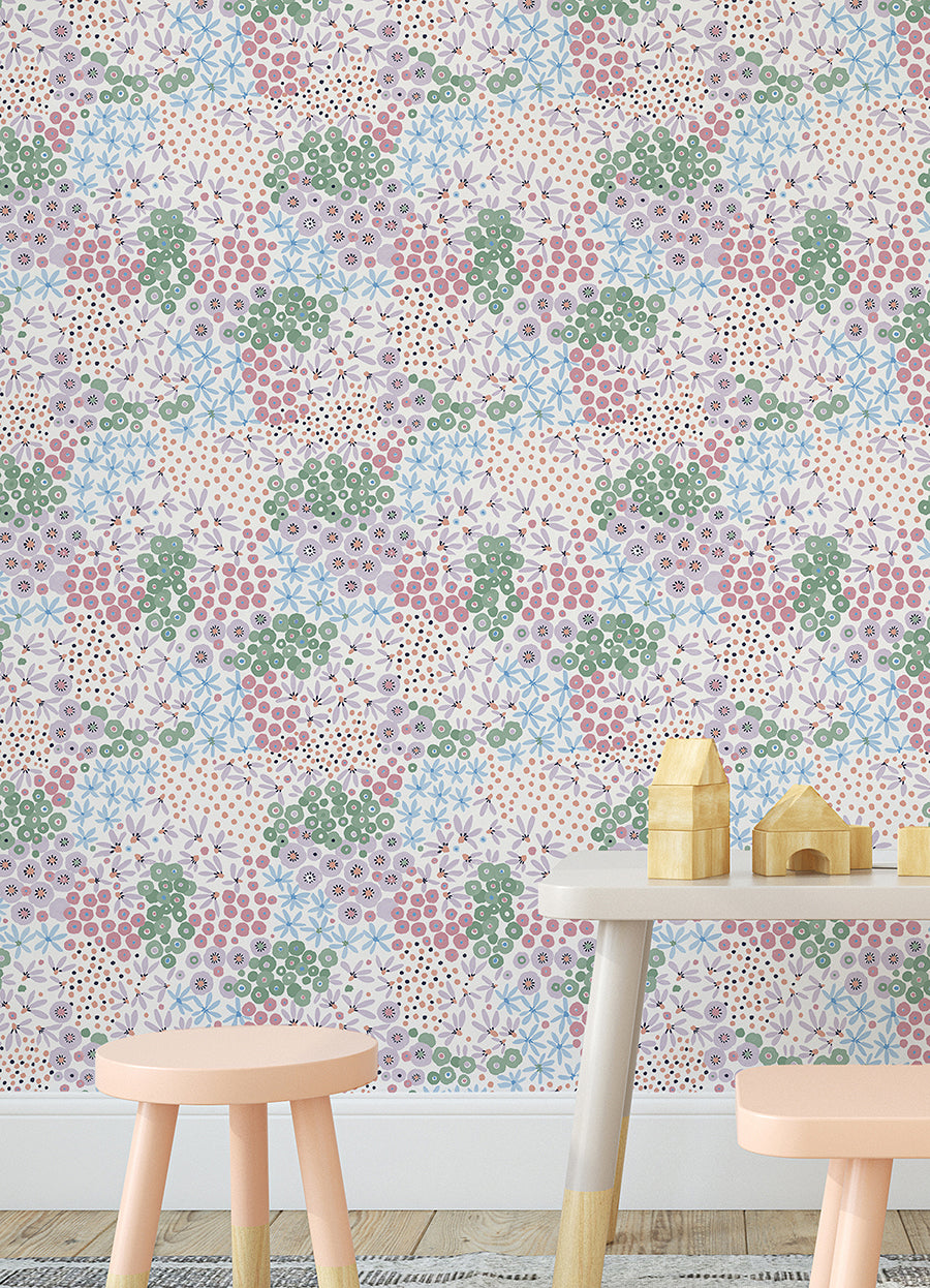 Floral Bunch Multi Cool Peel and Stick Wallpaper - Brewster Wallcovering