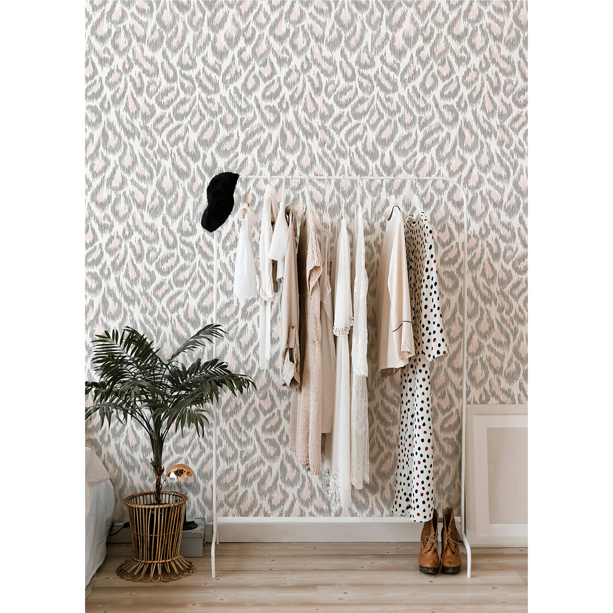 Electra Blush Leopard Spot String Wallpaper - Brewster Wallcovering