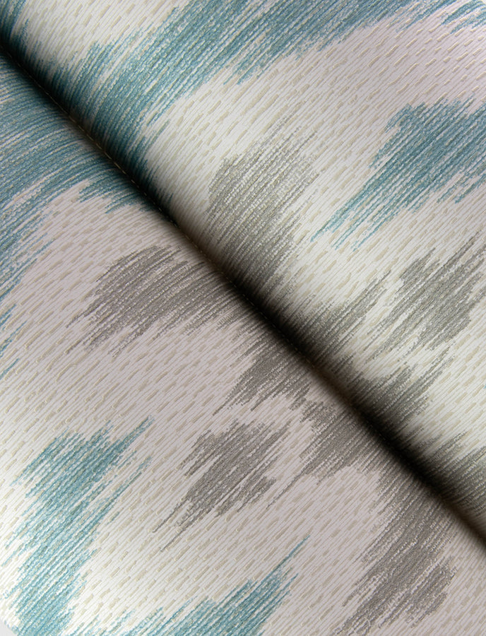 Solola Aqua Ikat Wallpaper - Brewster Wallcovering