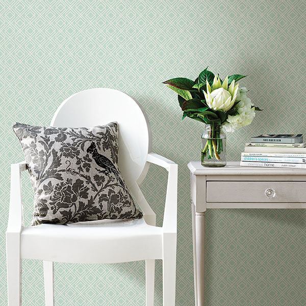 Napa Mint Geometric Wallpaper - Brewster Wallcovering