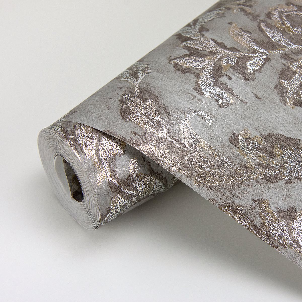 Lyra Bronze Damask Wallpaper - Brewster Wallcovering