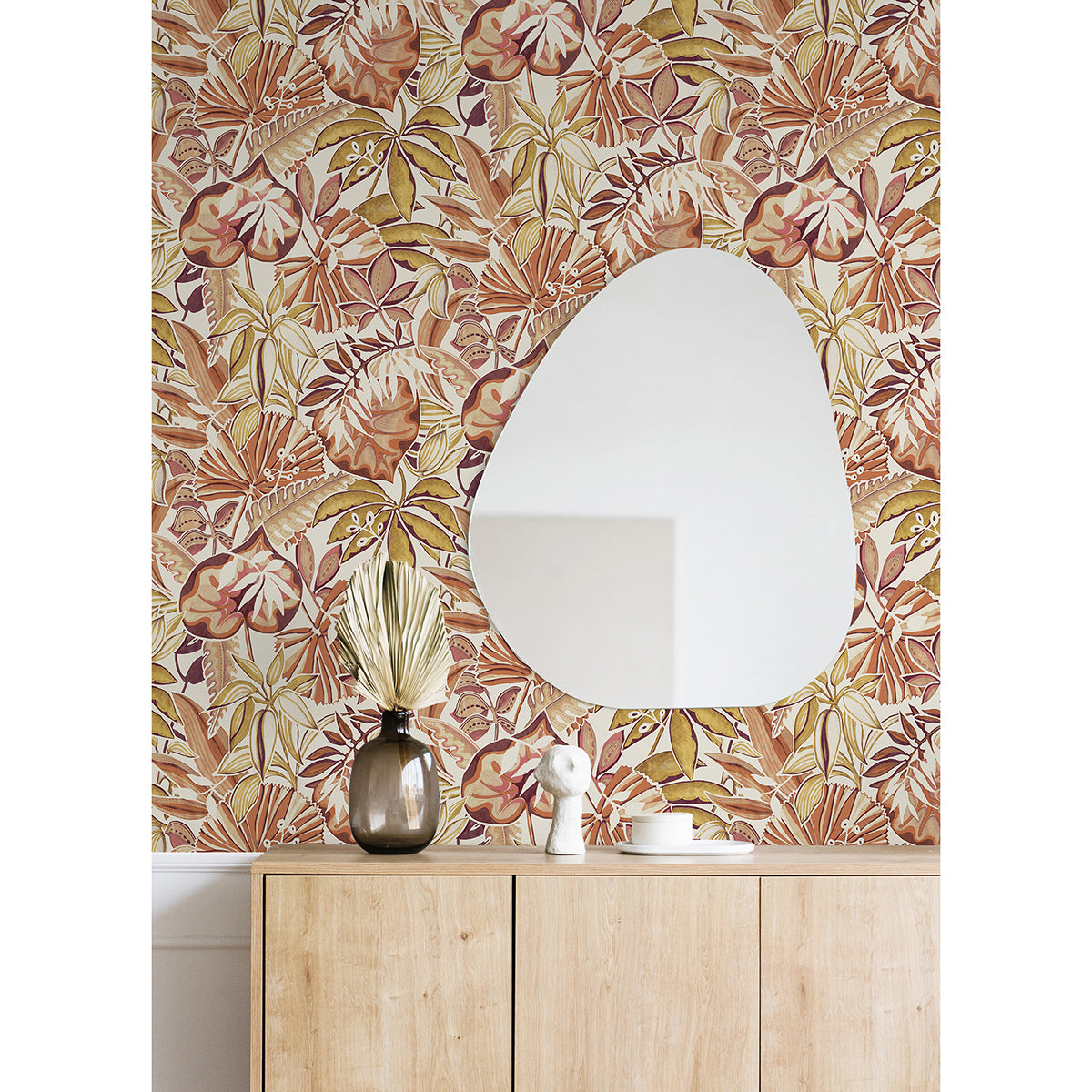 Amber Feuilles Peel and Stick Wallpaper - Brewster Wallcovering