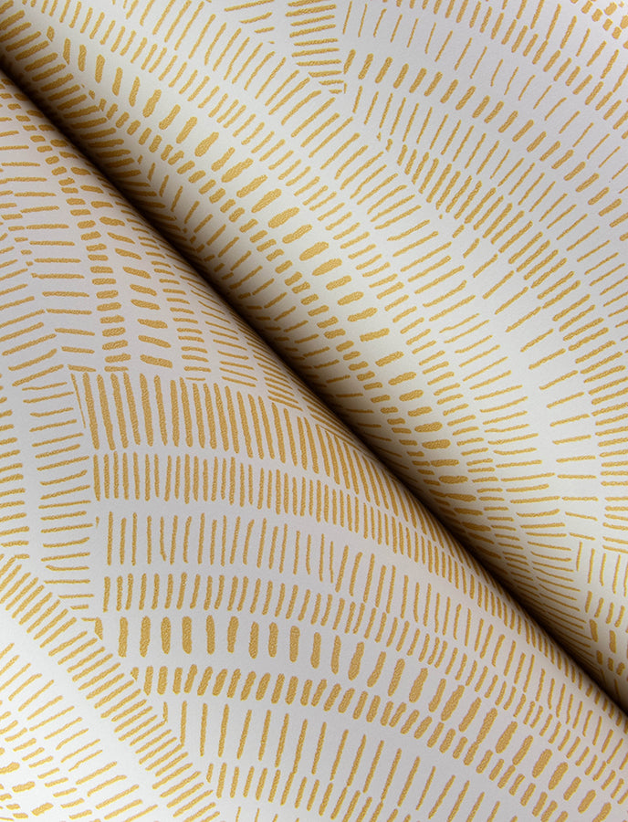 Encircle Yellow Geometric Wallpaper - Brewster Wallcovering