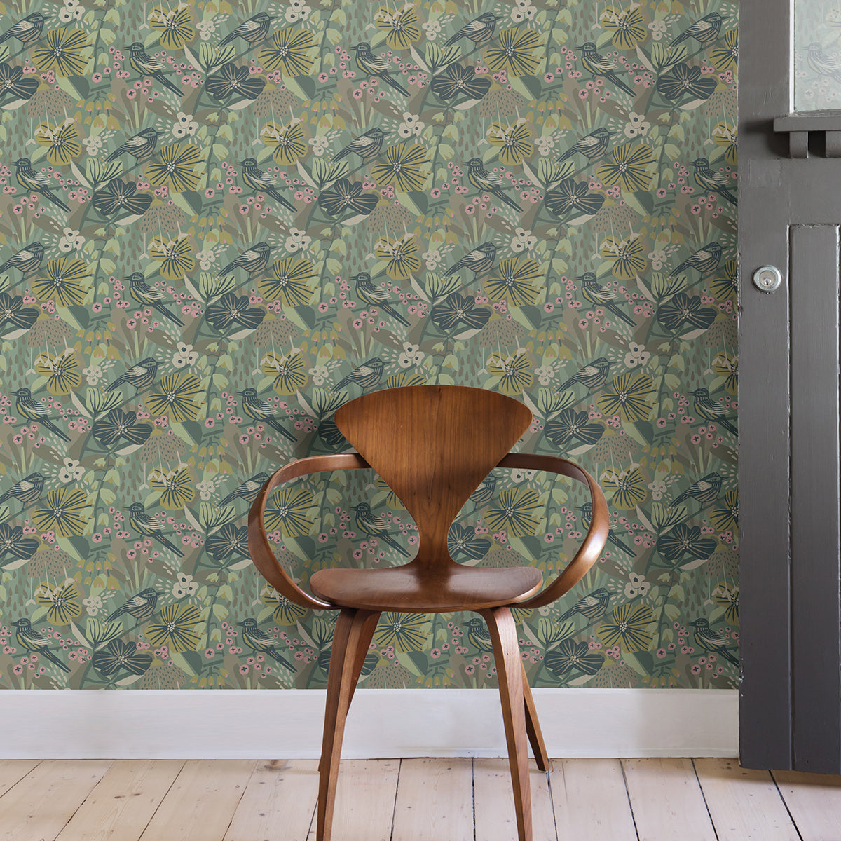 Sage Jaybird Peel and Stick Wallpaper - Brewster Wallcovering