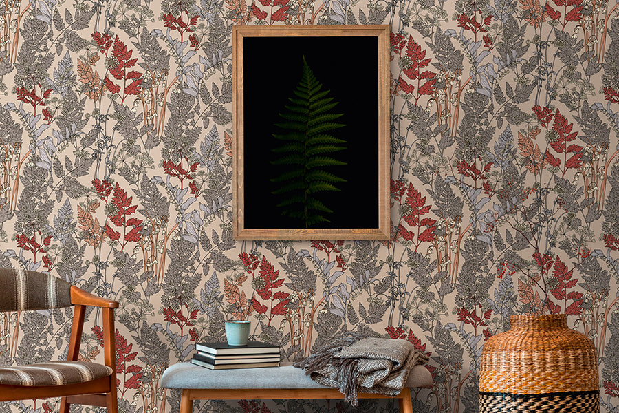 Ayla Neutral Wildflowers Wallpaper - Brewster Wallcovering