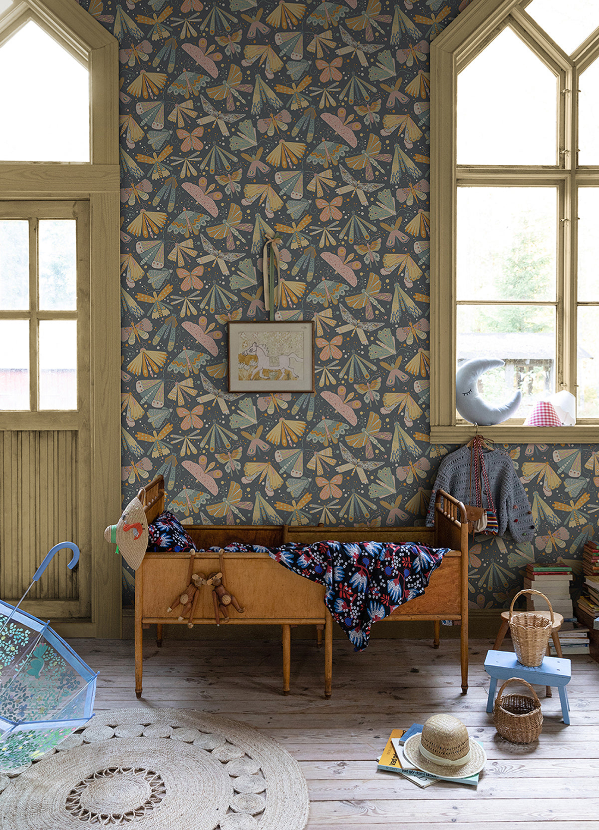 Flyga Blue Butterfly Bonanza Wallpaper - Brewster Wallcovering