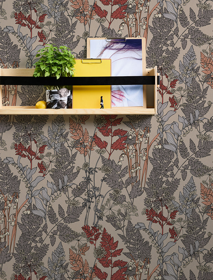 Ayla Neutral Wildflowers Wallpaper - Brewster Wallcovering