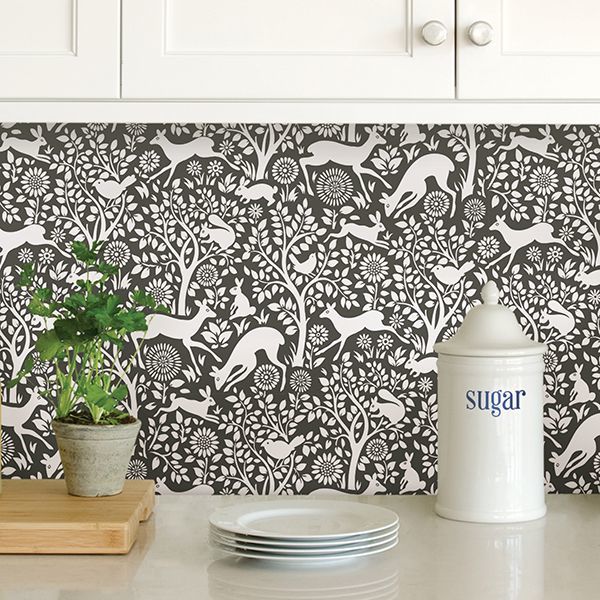 Charcoal Merriment Peel and Stick Wallpaper - Brewster Wallcovering